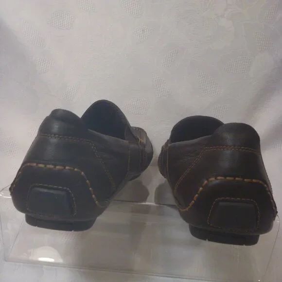 New Calvin Klein Men 13 M Driver Loafer Shoe Moccasin Brown Leather Nappa - Picture 5 of 11